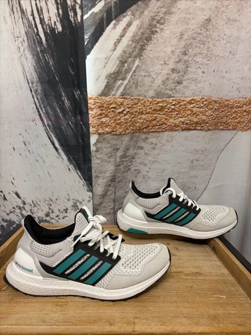 Adidas Ultraboost 1.0 Sneakers In White/Teal/Gray - Men's Size US 8 (JQ0823)
